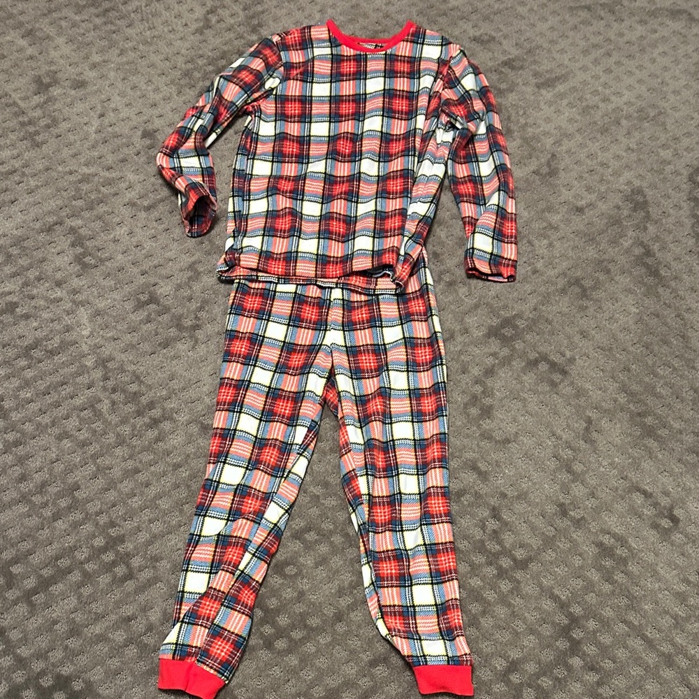 Plaid Mens Pajamas with Red Accents